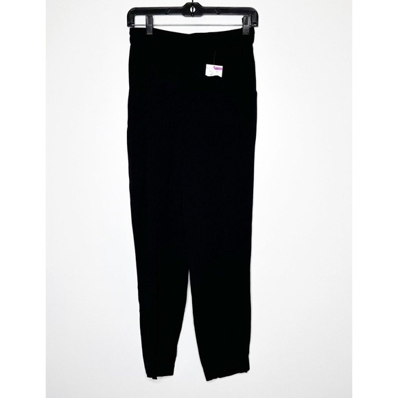 NWOT Halogen High Waist Trouser Pants Straight Leg Pull On Women's Black Size 0 - Picture 2 of 6